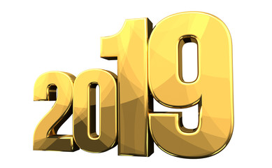 2019 golden bold letters 3d rendering