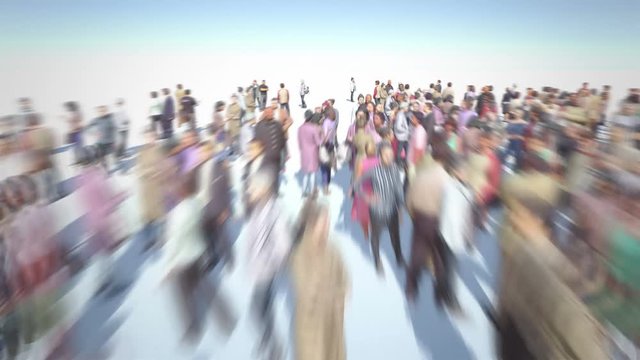 Manhood and Womanhood. Thousands of people formed Male and Female Gender Symbols. Crowd flight over. Motion Blur. Camera zoom out.