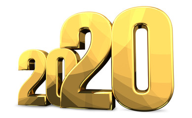 2020 golden bold letters 3d rendering