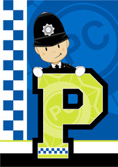 P is for Policeman Alphabet Learning Illustration