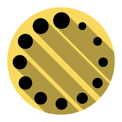 Fototapeta premium Circular loading sign. Vector. Flat black icon with flat shadow on royal yellow circle with white background. Isolated.