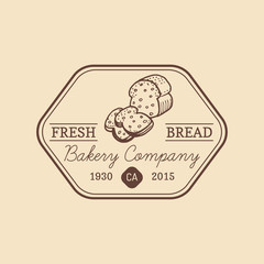 Vector vintage fresh bread logo. Retro hipster pastry sign. Biscuit shop icon. Bakery, desert products emblem.