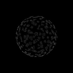 3d Sphere of letter. Vector outline illustration.