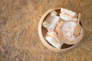 Homemade sandwiches with coleslaw fillings