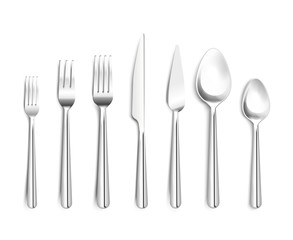 Realistic Silverware Top View