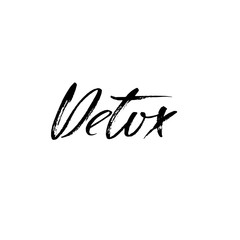 Hand lettered inscription. Detox. Hand brushed ink lettering. Modern brush calligraphy. Vector illustration.