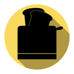 Obraz premium Toaster simple sign. Vector. Flat black icon with flat shadow on royal yellow circle with white background. Isolated.