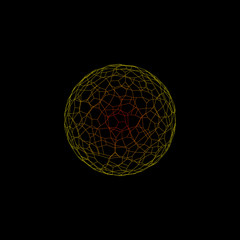 Abstract Sphere wireframe. Isolated on black background. Vector outline illustration