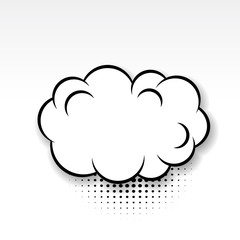 White cloud blank template comics book burst balloon. Bubble icon soft shadow. Cartoon label tag expression. Comic text sound effects. Banner comic box vector illustration.