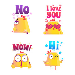 Chicken Polygonal Sticker Set