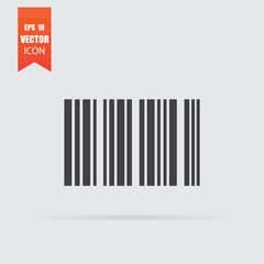 Barcode icon in flat style isolated on grey background.