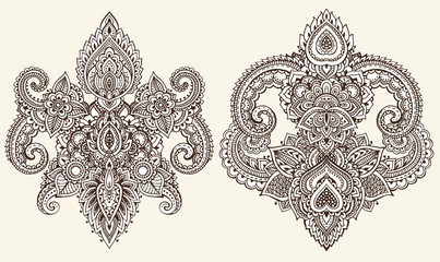 Vector set of henna floral elements