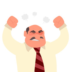 Angry screaming office worker man character. Vector flat cartoon illustration