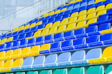Colorful Stadium Empty Seats Closeup