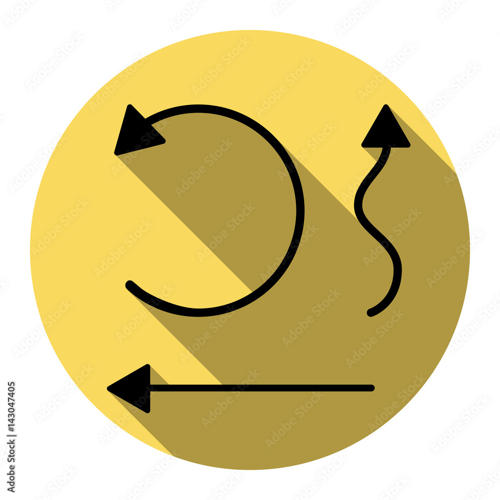 Poster simple set to interface arrows vector. flat black icon with flat shadow on royal yellow circle with 
