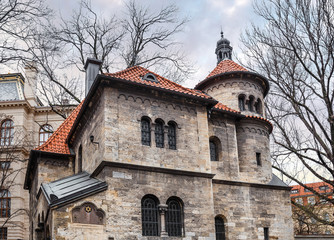 Fototapeta na wymiar Old Claus Synagogue with Jewish museum in Quarter of Prague