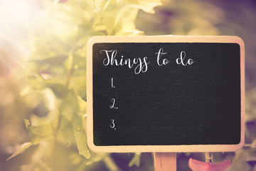 Things to do text wrote on blackboard,retro effect