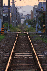 Fototapeta na wymiar まっすぐな線路, straight rail