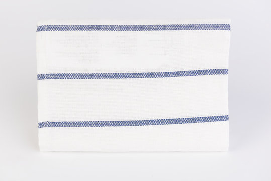 Blue and white stripes cloth on white background