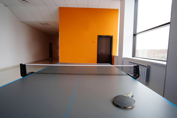 Ping pong table in a corridor