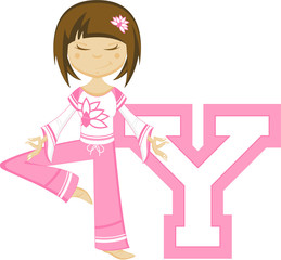 Y is for Yoga Alphabet Learning Illustration