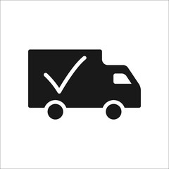 Delivery truck simple , silhouette icon on background