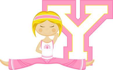 Y is for Yoga Alphabet Learning Illustration