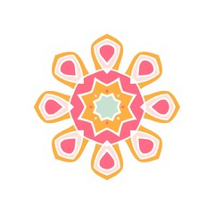Kaleidoscope big bud. Oriental pattern illustration. Flower background
