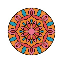 Kaleidoscope big bud. Oriental pattern illustration. Flower background