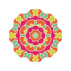 Kaleidoscope big bud. Oriental pattern illustration. Flower background