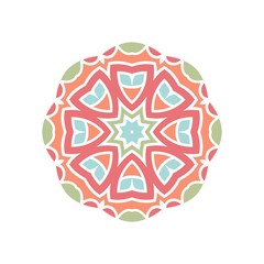 Kaleidoscope big bud. Oriental pattern illustration. Flower background