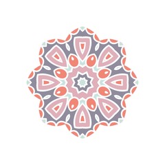 Kaleidoscope big bud. Oriental pattern illustration. Flower background