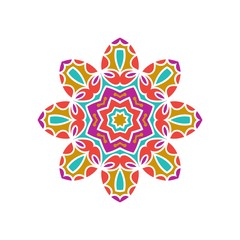 Kaleidoscope big bud. Oriental pattern illustration. Flower background