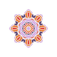 Kaleidoscope big bud. Oriental pattern illustration. Flower background