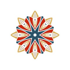 Kaleidoscope big bud. Oriental pattern illustration. Flower background