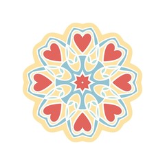 Kaleidoscope big bud. Oriental pattern illustration. Flower background