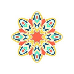Kaleidoscope big bud. Oriental pattern illustration. Flower background
