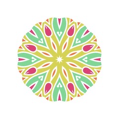 Kaleidoscope big bud. Oriental pattern illustration. Flower background