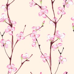 Blossom. Watercolor seamless floral pattern. Hand drawn background 3
