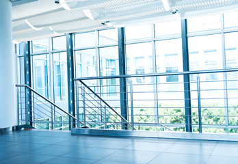 Empty hallway in a modern office building.