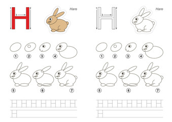 Obraz premium Drawing tutorial for letter.