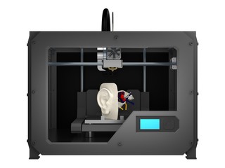 part head in 3d printer 3d rendering