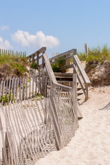stairs and beach fence on Cape Cod beach