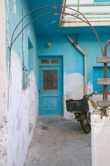bleu old door in greece