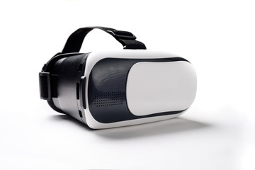 Virtual Reality glasses with smartphone, on white background. vr gadget concept.