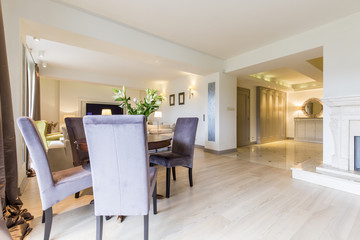 Fototapeta premium Dining table in open living room