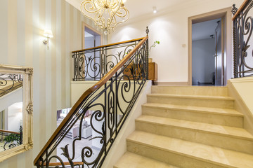 Stylish interior with marble stairs