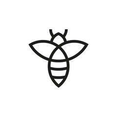 Bee logo design. Icon bee in a linear style. Minimal logo design. Vector
