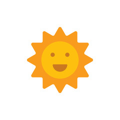 Smiling sun. Emoji icon. Happy sun. Vector