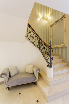 Hallway with marble stairs